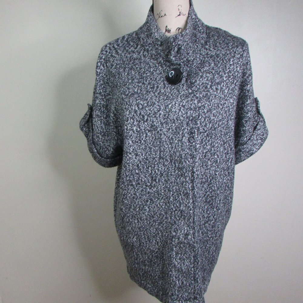 Peter Nygard Cardigan Sweater S Black White Snap